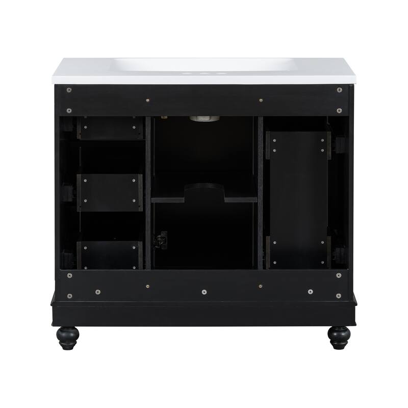Bathroom Vanity with Sink, Bathroom Vanity Cabinet with 4 Drawers and 1 Door, Storage Cabinet with Adjustable Shelves