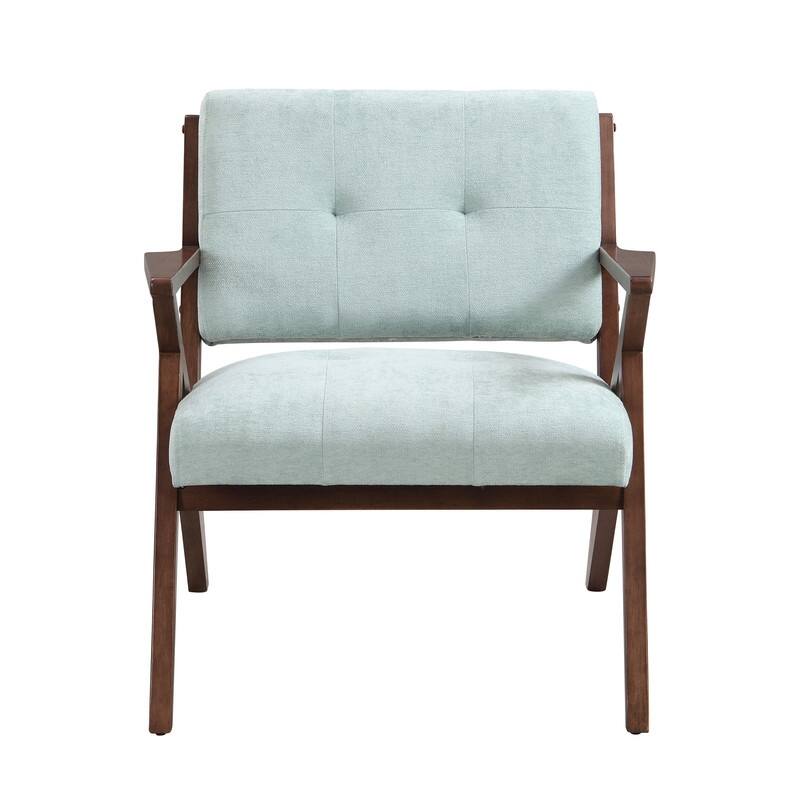30" Mid-Century Modern Accent Chair in Soft Green - Plush Cushion & Solid Wood Frame