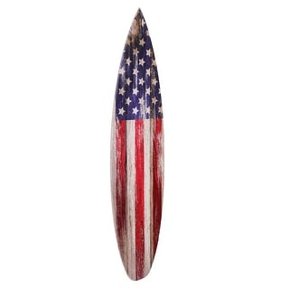 American Flag Wood Surfboard Plaque Wall Sign - 60"x15" - 60" x 15"