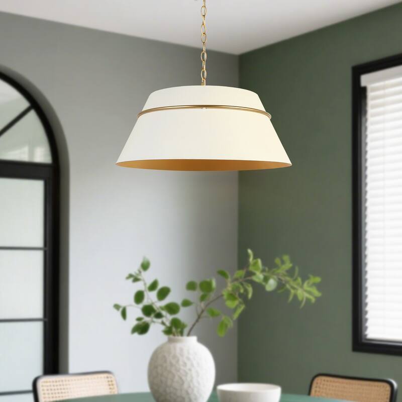 Modern Luxury Brass Gold 4-Light Durm Chandelier White Metal Island Lights - Dia. 23.4" x H 9.4"