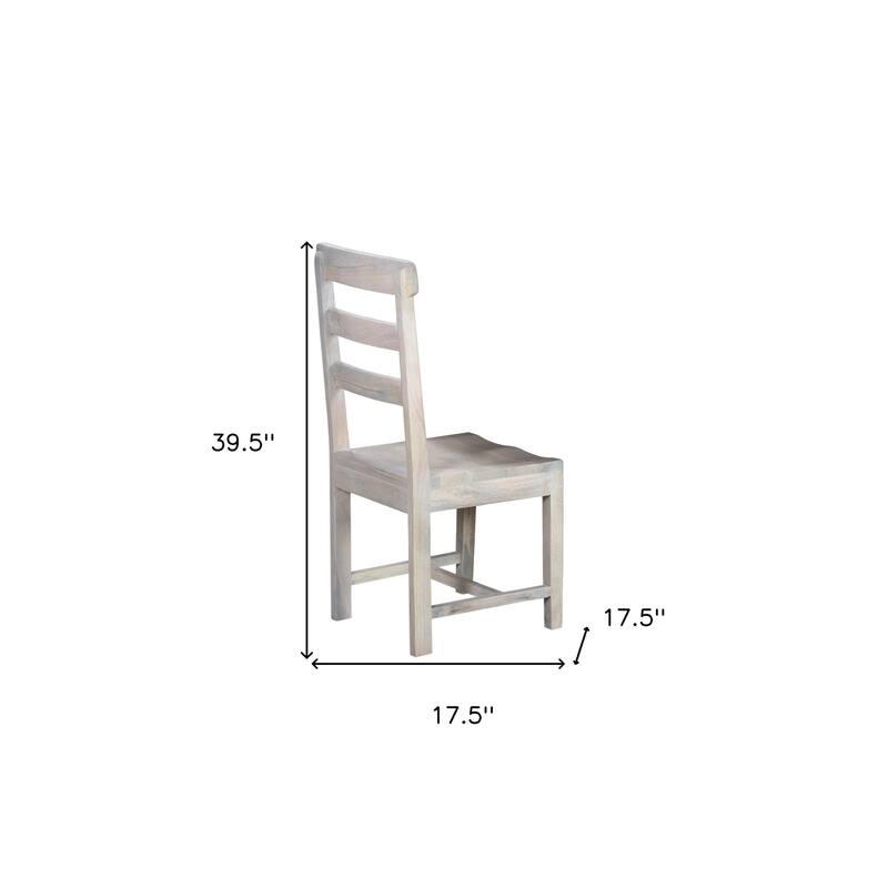 HomeRoots Set of Two White Wood Ladder Back Dining Side Chairs - 17.5' X '39.5' X '17.5