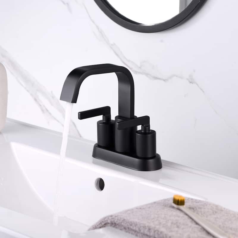 Luxier MSC14-T 4 in. Centerset 2-Handle Bathroom Faucet with Drain - Matte Black