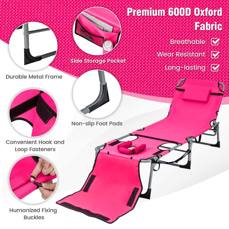 Goplus 2 PCS Outdoor Folding Chaise 5-Position Lounge Chair with - See Details
