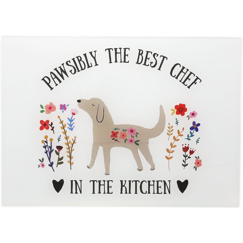 Pavilion Pawsibly the Best Chef Glass Cutting Board - 13.75" x 9.75"