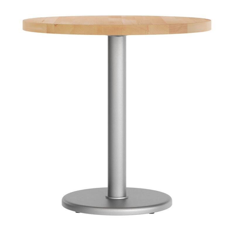 Round Solid Wood Commercial Tabletop with 18" Round Dining Height Base - 30"W x 30"D x 29.5"H
