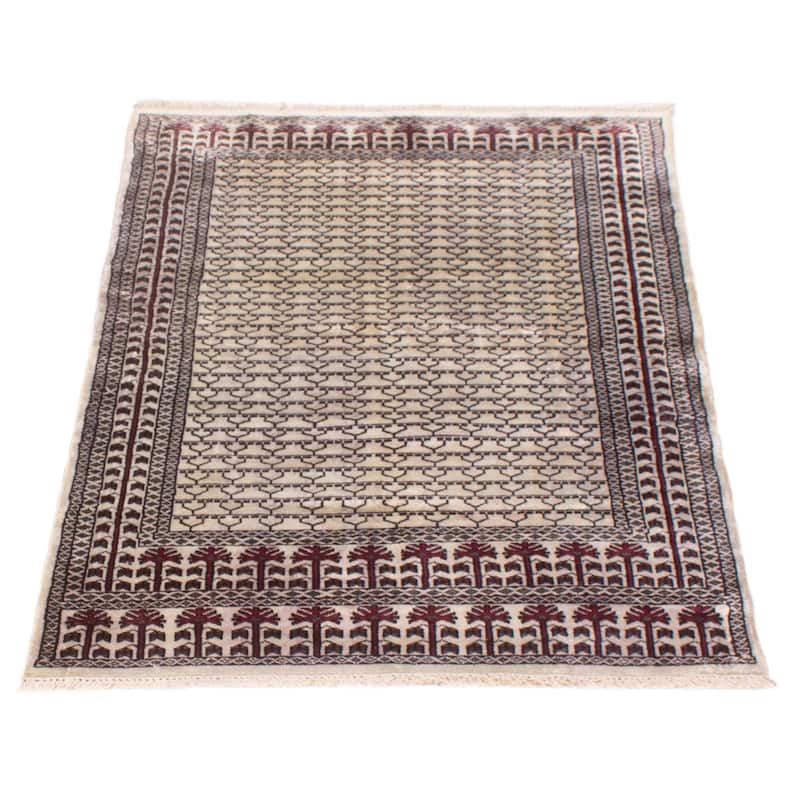 ECARPETGALLERY Hand-knotted Kashmir Grey Viscose Rug - 3'11 x 6'3