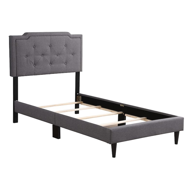 Upholstered Button Tufted Twin Panel Bed - 81" - Gray