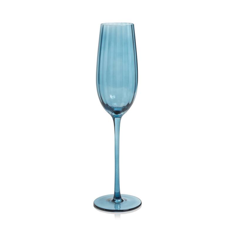 Malden Optic Champagne Flutes, Set of 4 - Blue