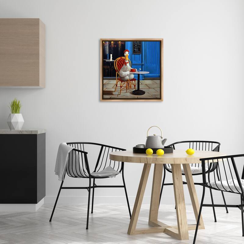 Stupell Trendy Duck at Cafe Framed Floater Canvas Wall Art Design By Lucia Heffernan