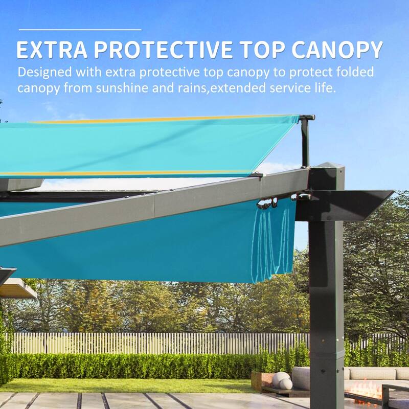 11 X 16 FT Outdoor Retractable Pergola with Weather-Resistant Canopy, Aluminum Garden Patio Gazebo for Courtyard