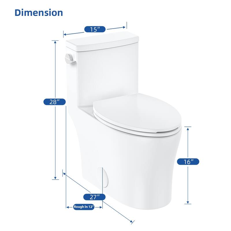 Elongated Toilet for Bathrooms with Soft Close Seat