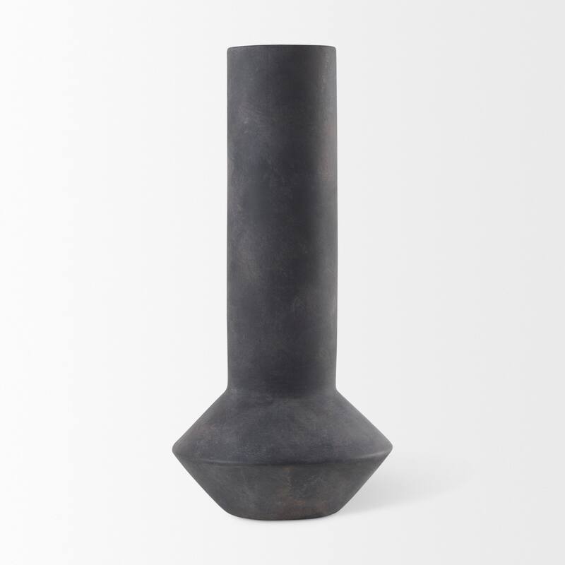 Esme Dark Gray Ceramic Vase - 7.1L x 7.4W x 15.0H