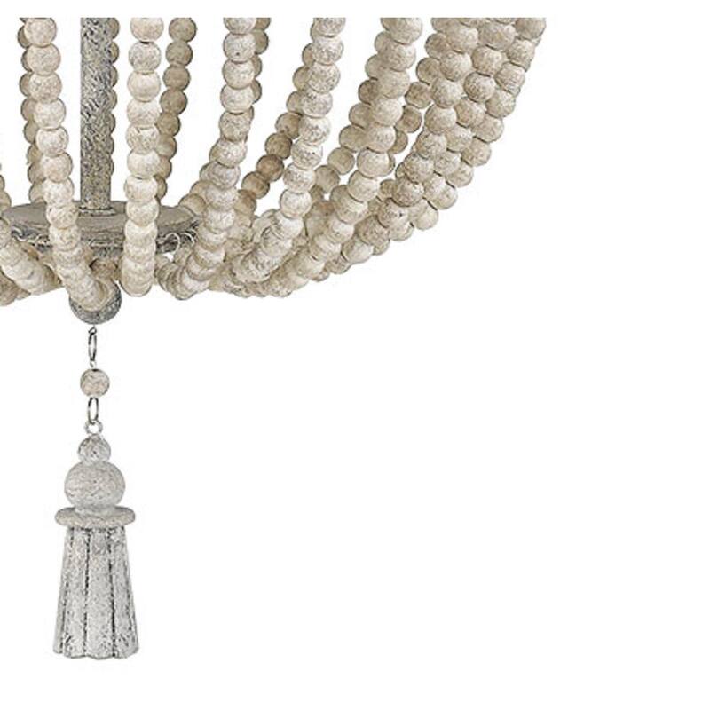 Wood Beaded 3 Lt. Semi Flush Light Fixture WH
