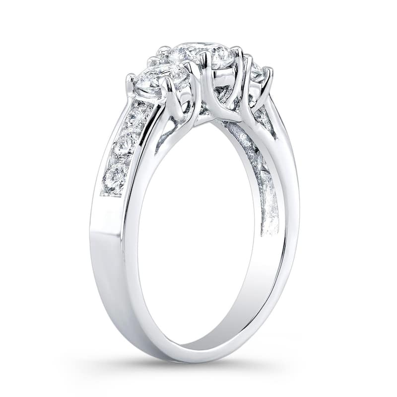 Auriya 14k Gold 3-Stone Round Diamond Engagement Ring 1ctw (J-K, I1-I2)