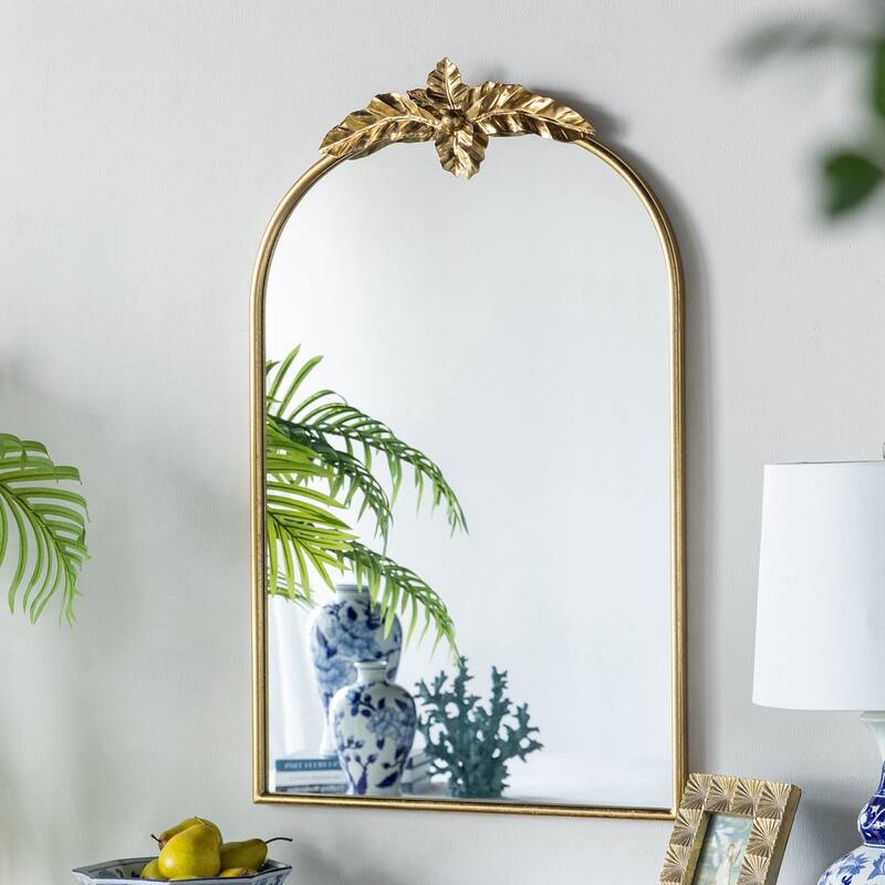 24" x 36" Arched Wall Mirror with Gold Metal Frame