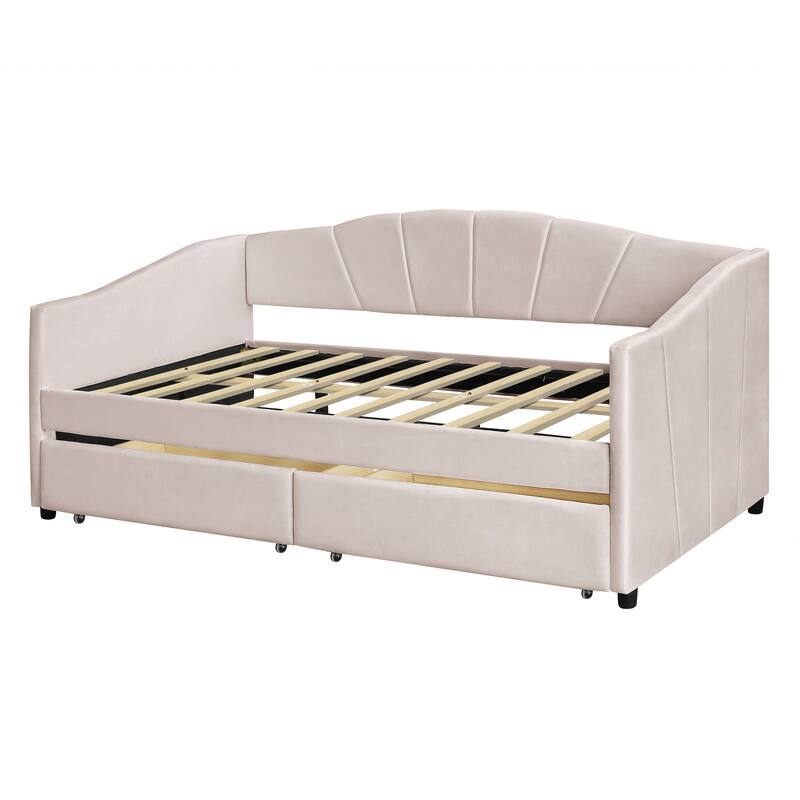 Elegant Twin Daybed with Velvet Upholstery, Drawers for Storage, and Sturdy Frame