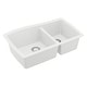 preview thumbnail 11 of 63, Karran Undermount Quartz 33 in. Double Bowl 60/40 Kitchen Sink with Bottom Grids and Strainers