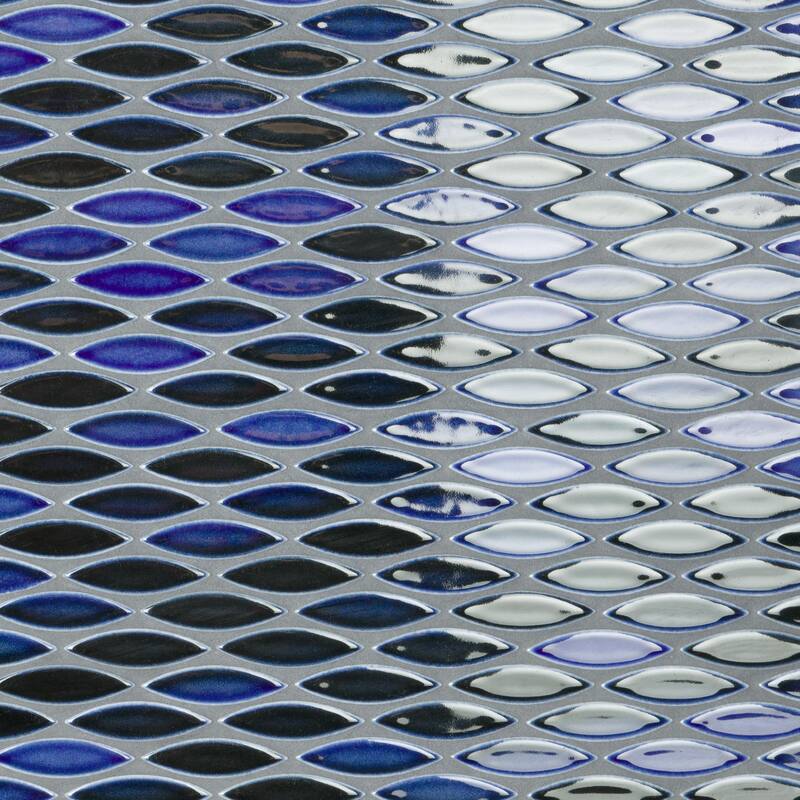 Merola Tile Pescado Glossy Azul 12" x 12-1/2" Porcelain Floor and Wall Tile