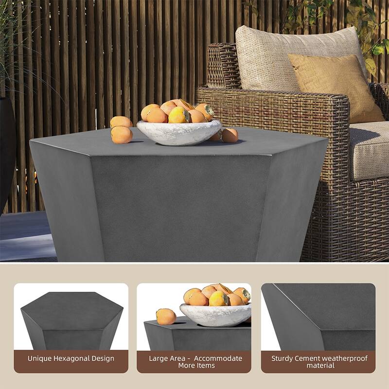 UPHA 28-inch Outdoor Patio Hexagon Magnesium Oxide Furniture Coffee Table