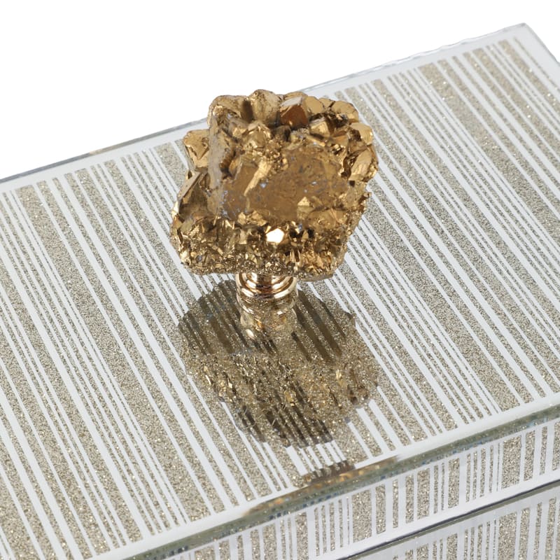 Decorative Glass Sparkly Storage Box with Stone Top - 8"