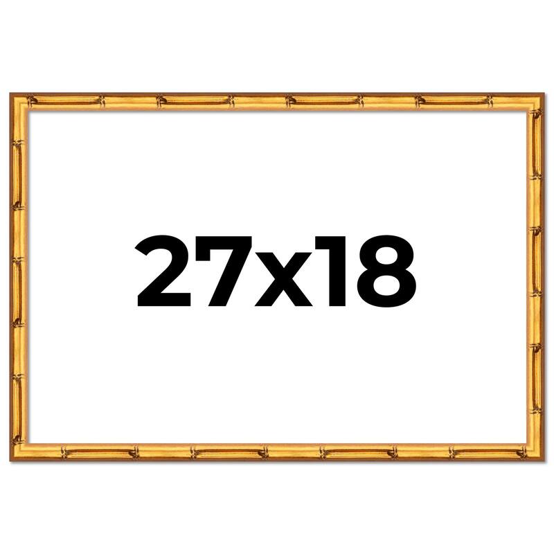 27x18 Frame Gold Bamboo Picture Frame Modern Photo Frame Includes UV Acrylic Shatter Guard Front Acid Free Foam Backing Board