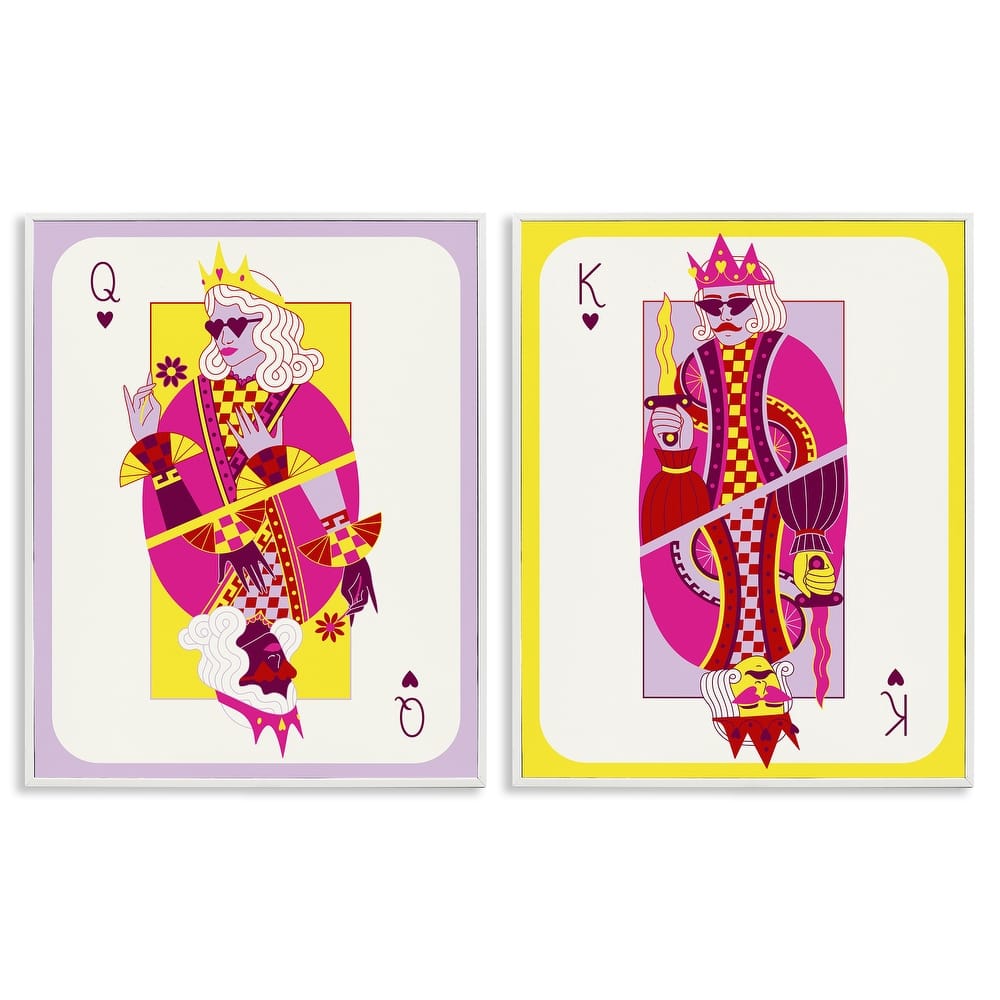 Stupell King & Queen Cards Framed Giclee Art Design By Grace Popp (Set of 2)