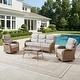 preview thumbnail 153 of 199, Outdoor Patio Sofa Swivel Chair with 6-Inch Thick Cushions Set 4PCS Sofa w/ Swivel Chair Table - Yellow Wicker Beige Cushion