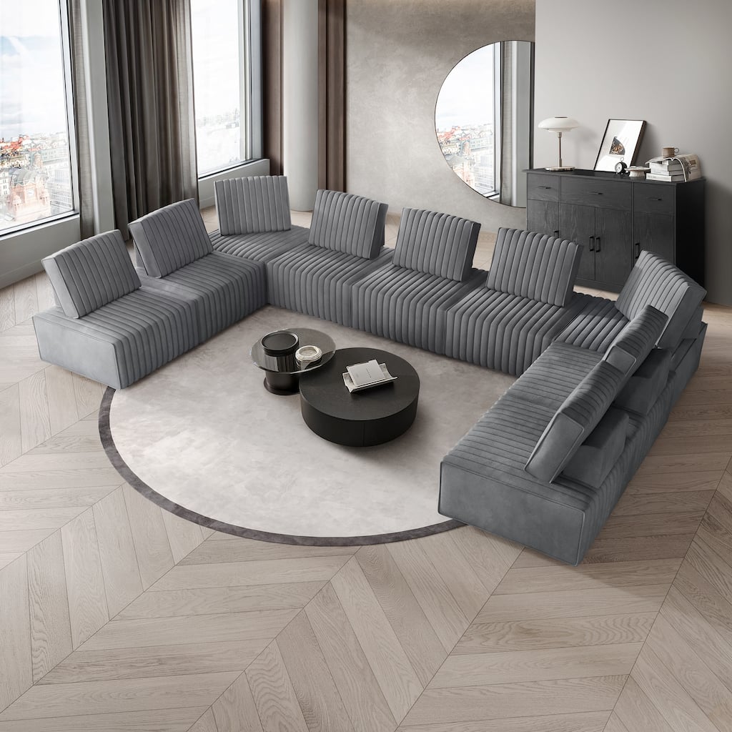 CraftPorch 9-Pieces Contemporary Clean-Line Linen Upholstered