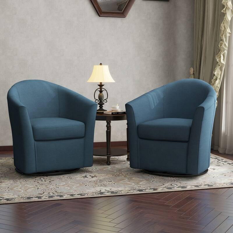 UIXE Swivel Barrel Accent Chair with Metal Base - 30.7"W x 29.9"H x 27.5"D