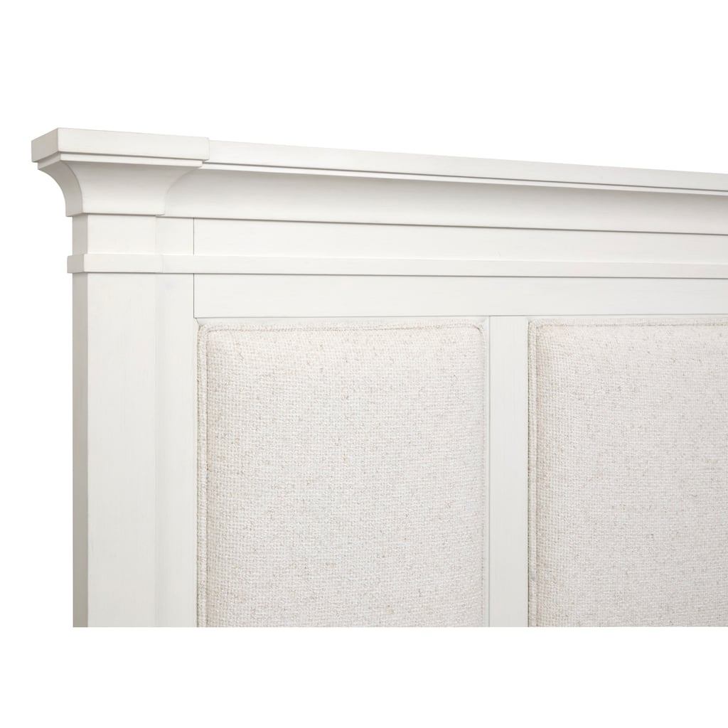 Magnussen Home Kingston Whisper White and Cerused Nutmeg Upholstered Panel Bed