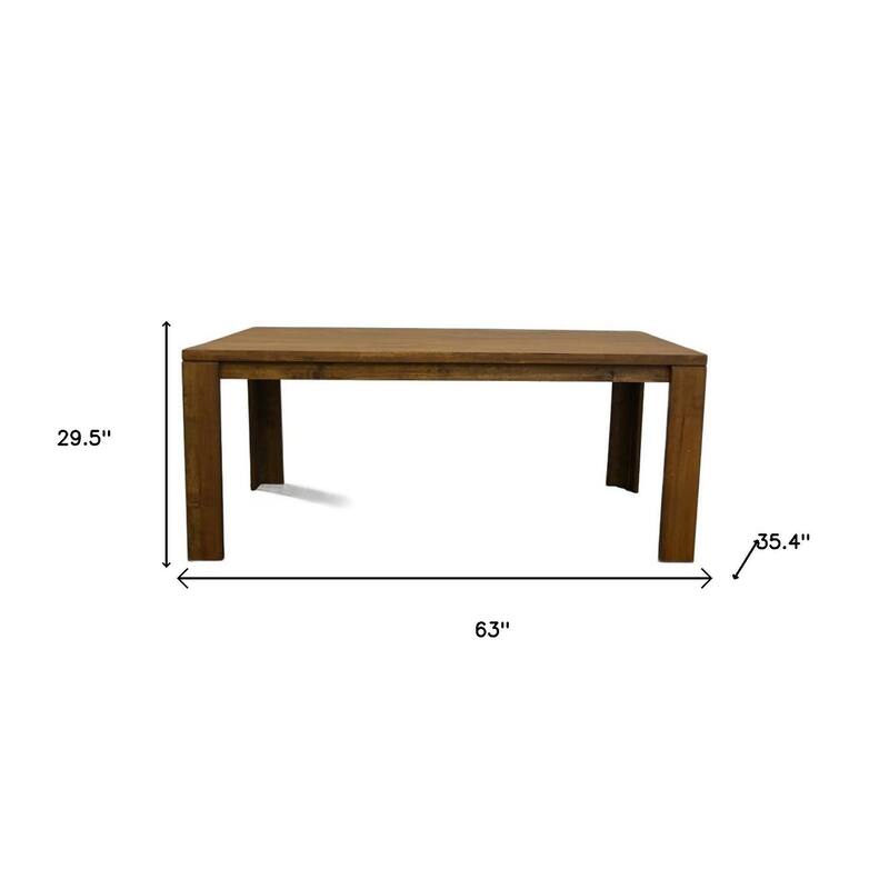 HomeRoots 63" Walnut Solid Wood Dining Table - 63.00 in. x 29.50 in. x 35.40 in.