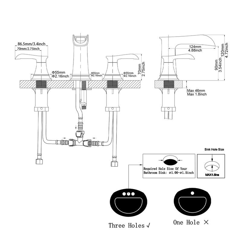 Topcraft Two Handle Waterfall Bathroom Faucet with Pop-Up Drainer