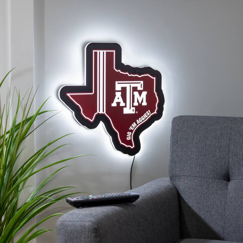 Texas A&M LED Lighted Sign - Silver