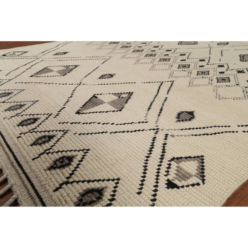 Geometric Moroccan Rug Hand-Knotted Bedroom Wool Carpet - 6'0"x 9'9"