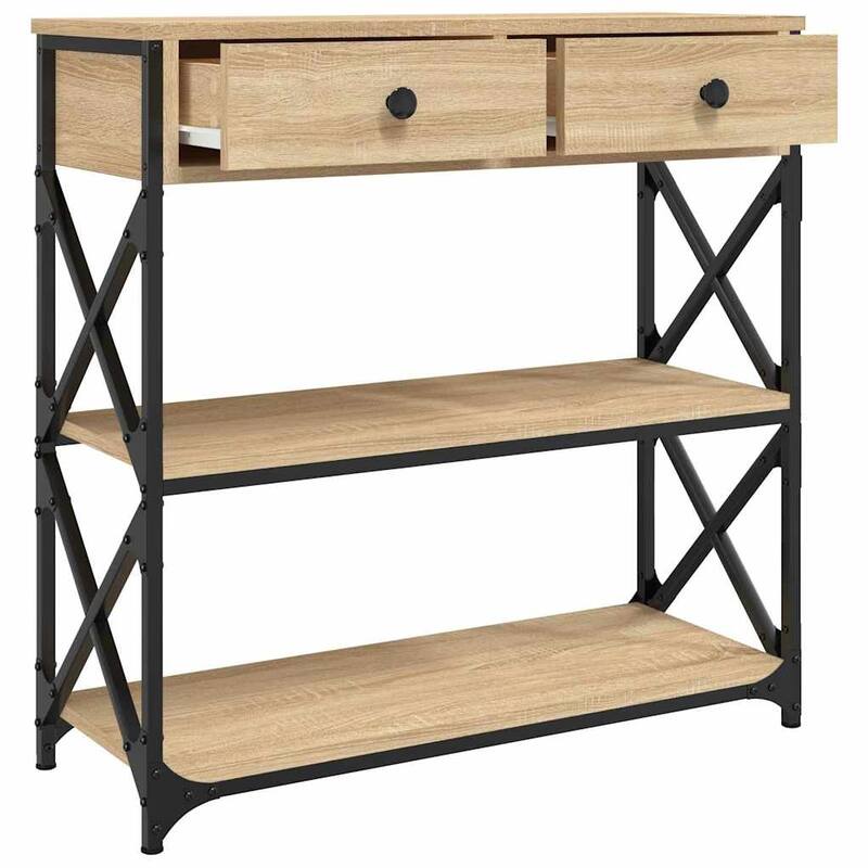 vidaXL Console Table Sonoma Oak Engineered Wood Narrow Adjustable Feet