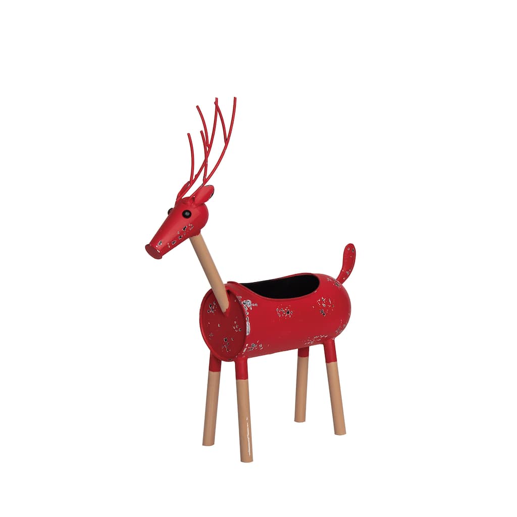 Transpac Metal 18.75 in. Red Christmas Simple Shapes Reindeer