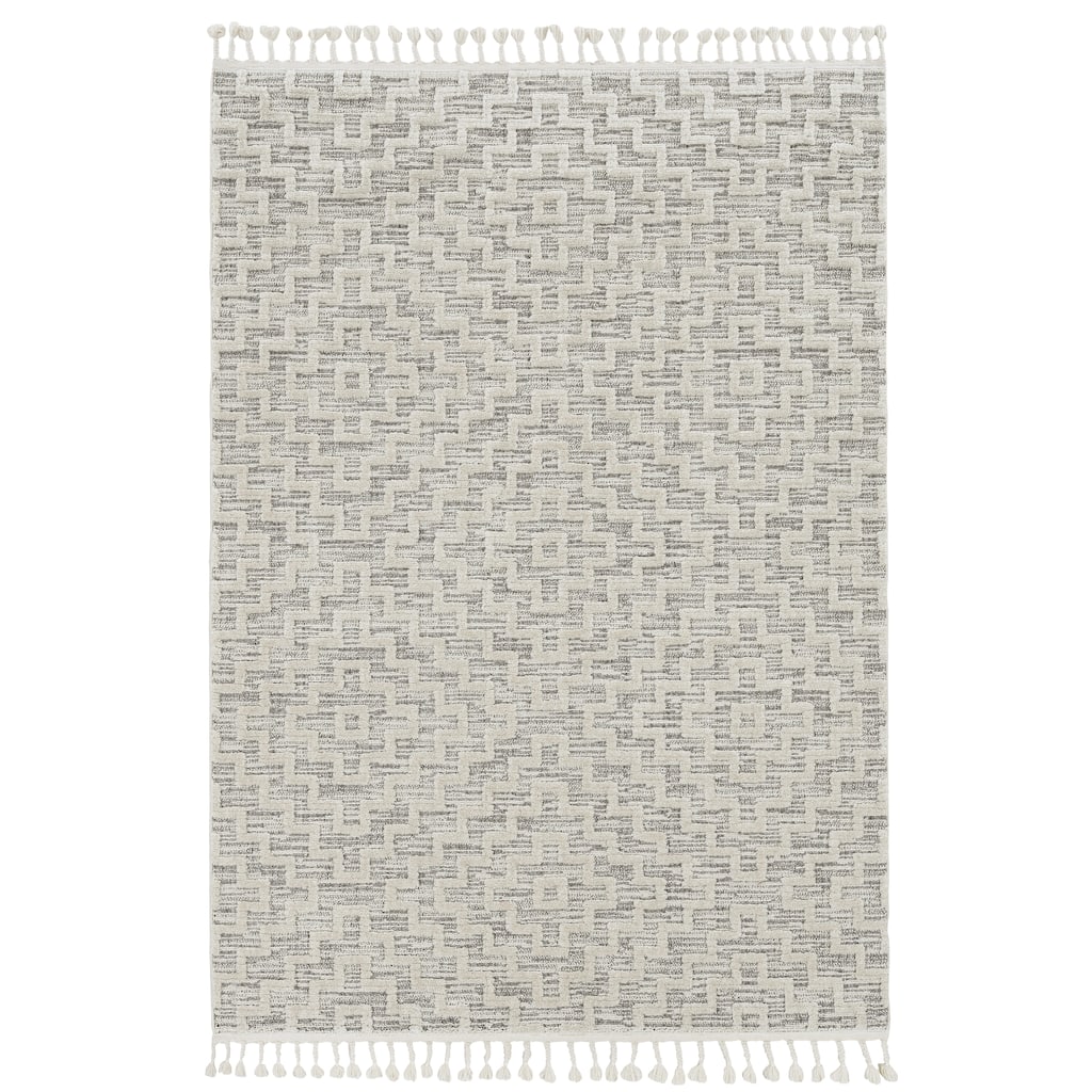 The Curated Nomad Roehamp Textured Moroccan Rug with Fringe