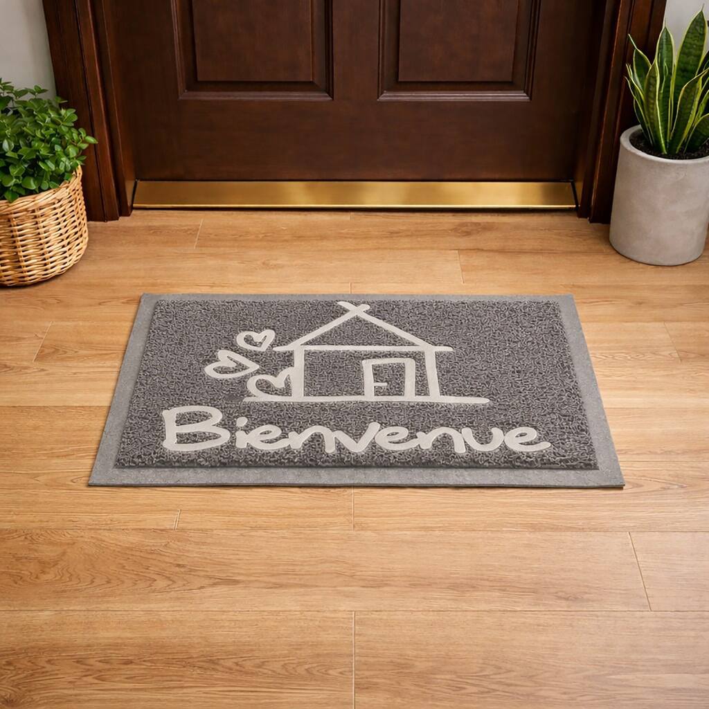 Welcome Outdoor Door Mat Non-Slip Recycled PVC Rug - 16 W x 24 L x 3/16 H