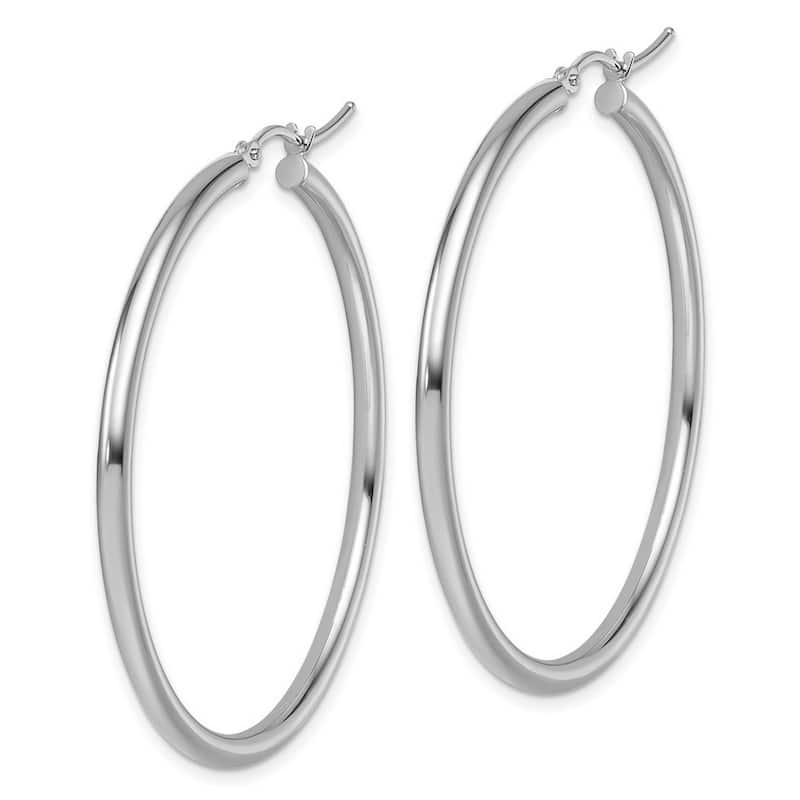 Curata 14k White Gold Polished Lightweight Tube Hoop Earrings - 45x45mm