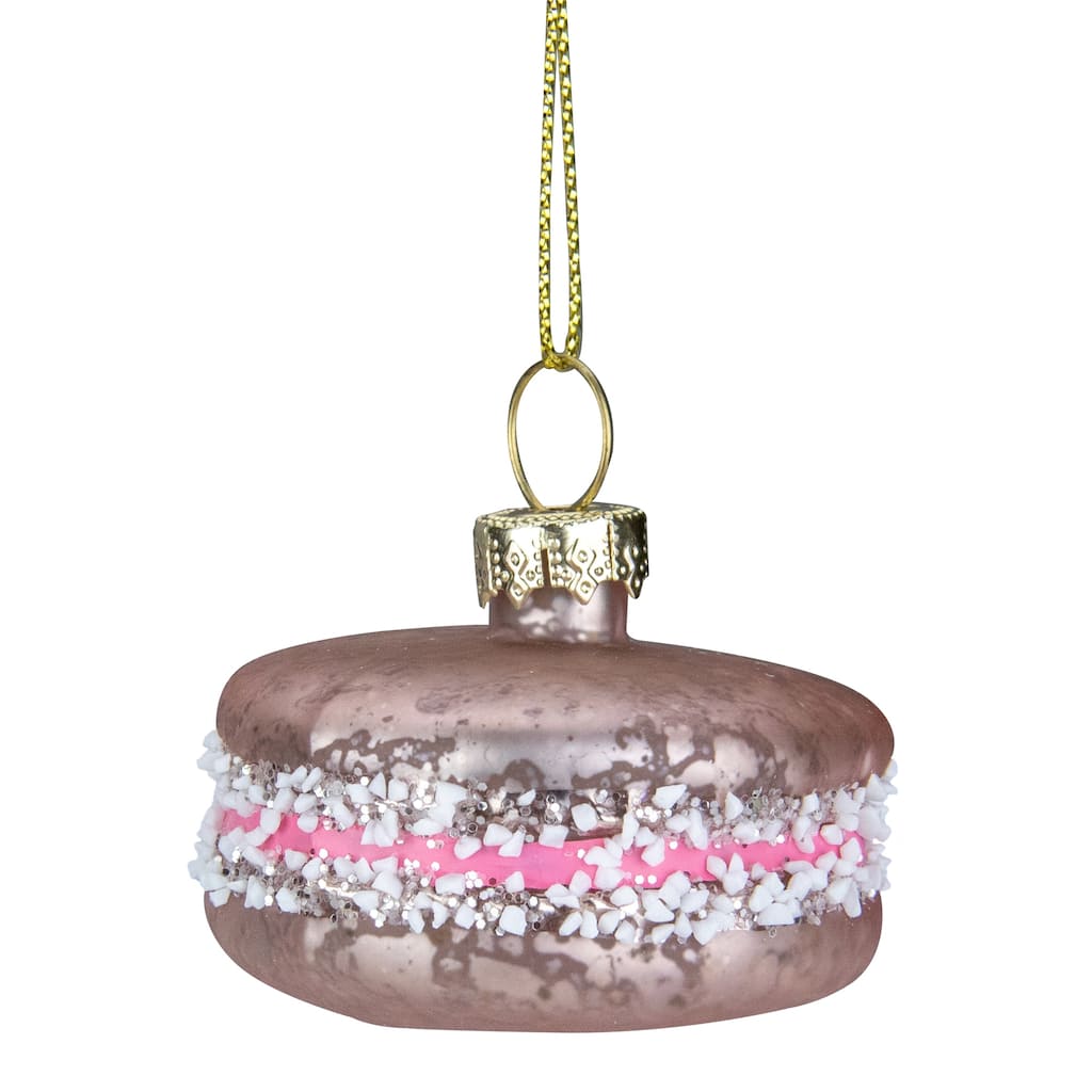 2" Macaroon with Sugar Glass Christmas Ornament