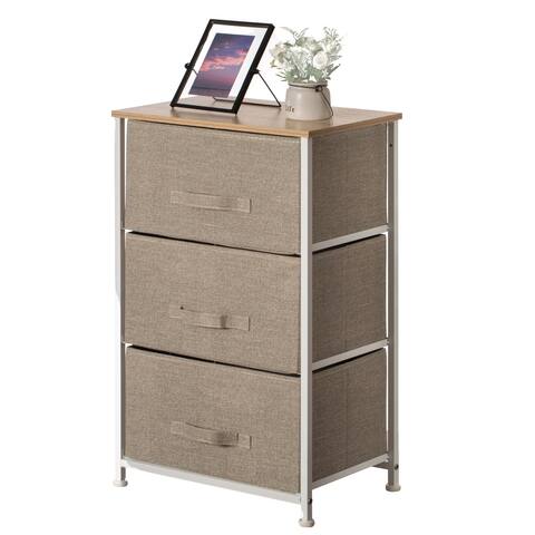 Sand Beige Bins and White Frame Storage Night Chest and Storage Chest