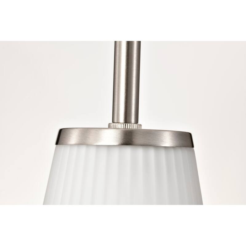 Royale Mini Pendant Brushed Nickel Finish Ribbed White Glass - Brushed Nickel