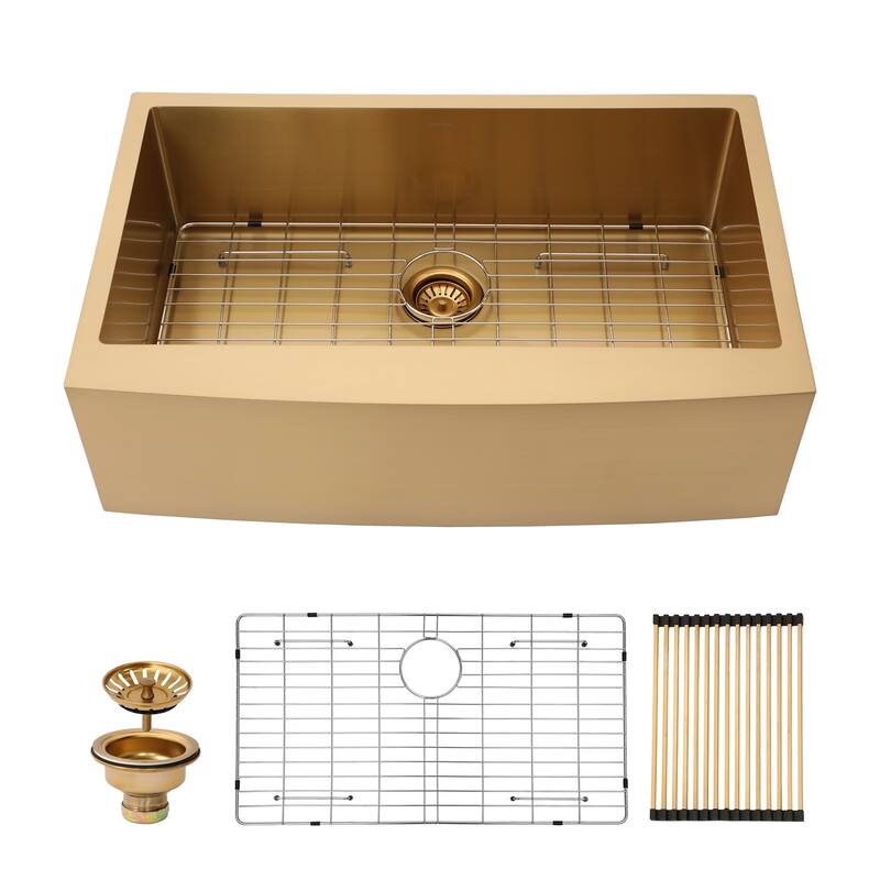 36 Inch Gold Stainless Steel 16 gauge Kitchen Sink - 36 x 21