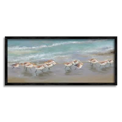 Stupell Sandpiper Flock Shoreline Splashing Framed Giclee Art by Rick Novak