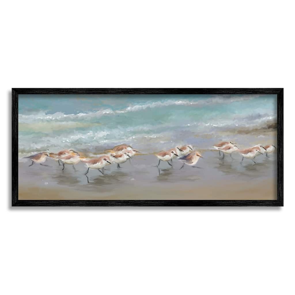 Stupell Sandpiper Flock Shoreline Splashing Framed Giclee Art by Rick Novak