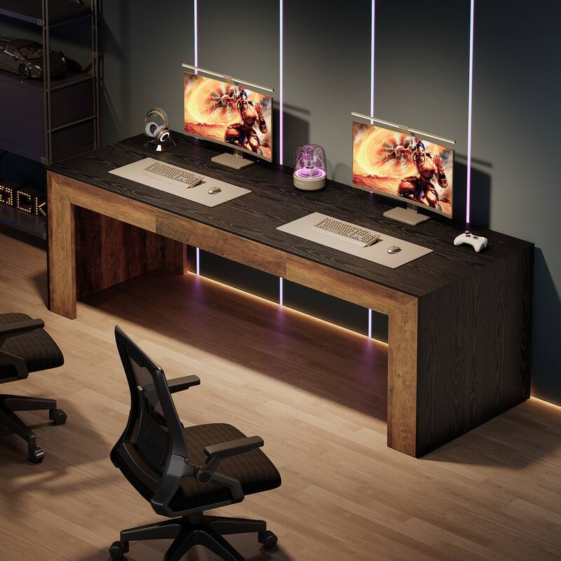 78.7" Long Computer Desk, Wood Executive Workstation, Home Office Writing Gaming Table Accent Desk