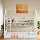 preview thumbnail 15 of 40, Twin Size Metal Bed House Bed Frame with Fence and Four Metal Grid Shelves White