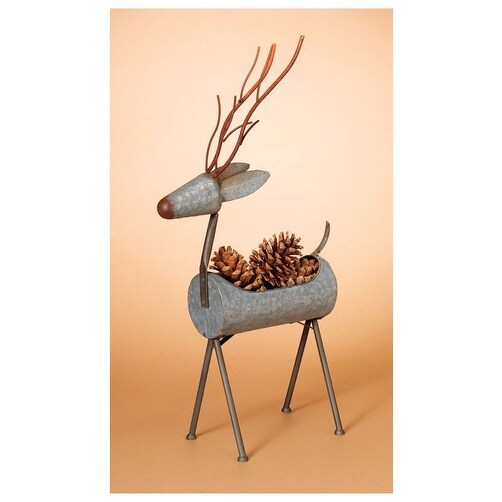 Gerson 2357120 Christmas Deer Figurine Iron Silver