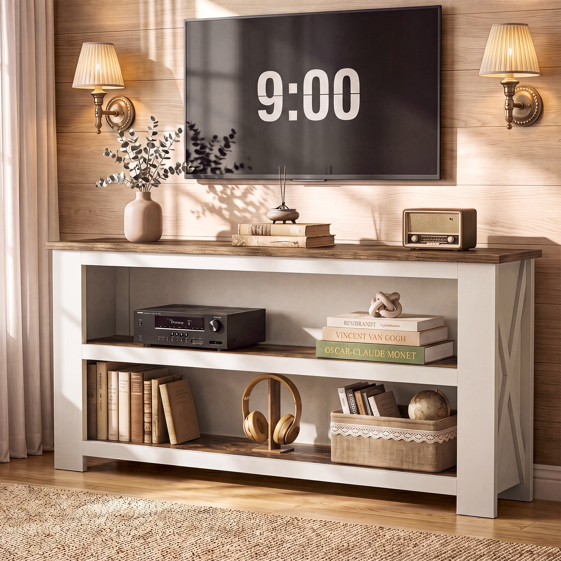 63" TV Stand for TVs up to 75 Inches, Entertainment Center with Open Storage, Media TV Console Table for Living Room, Bedroom