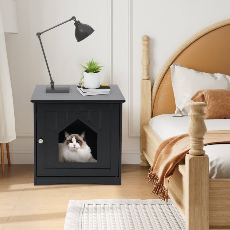 Stylish Cat House Nightstand with Magnetic Door for Easy Cleaning - 20" x 19.5" x 18.5" (L x W x H)